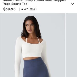 White Ribbed Halter Strap Cropped Top